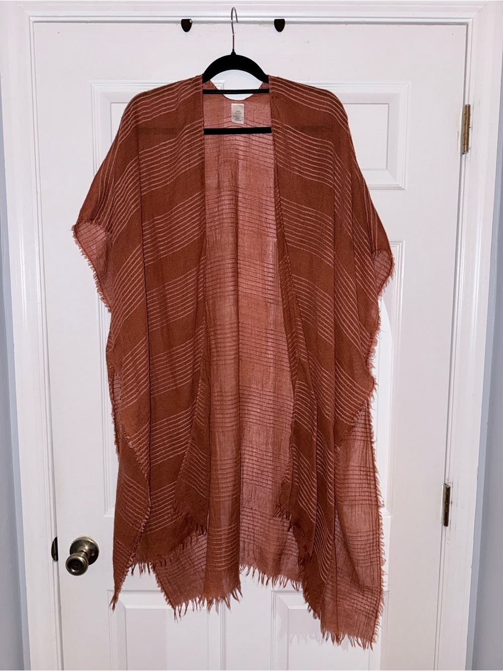 Francesca's Collections Rust Open-Front Fringe Tunic